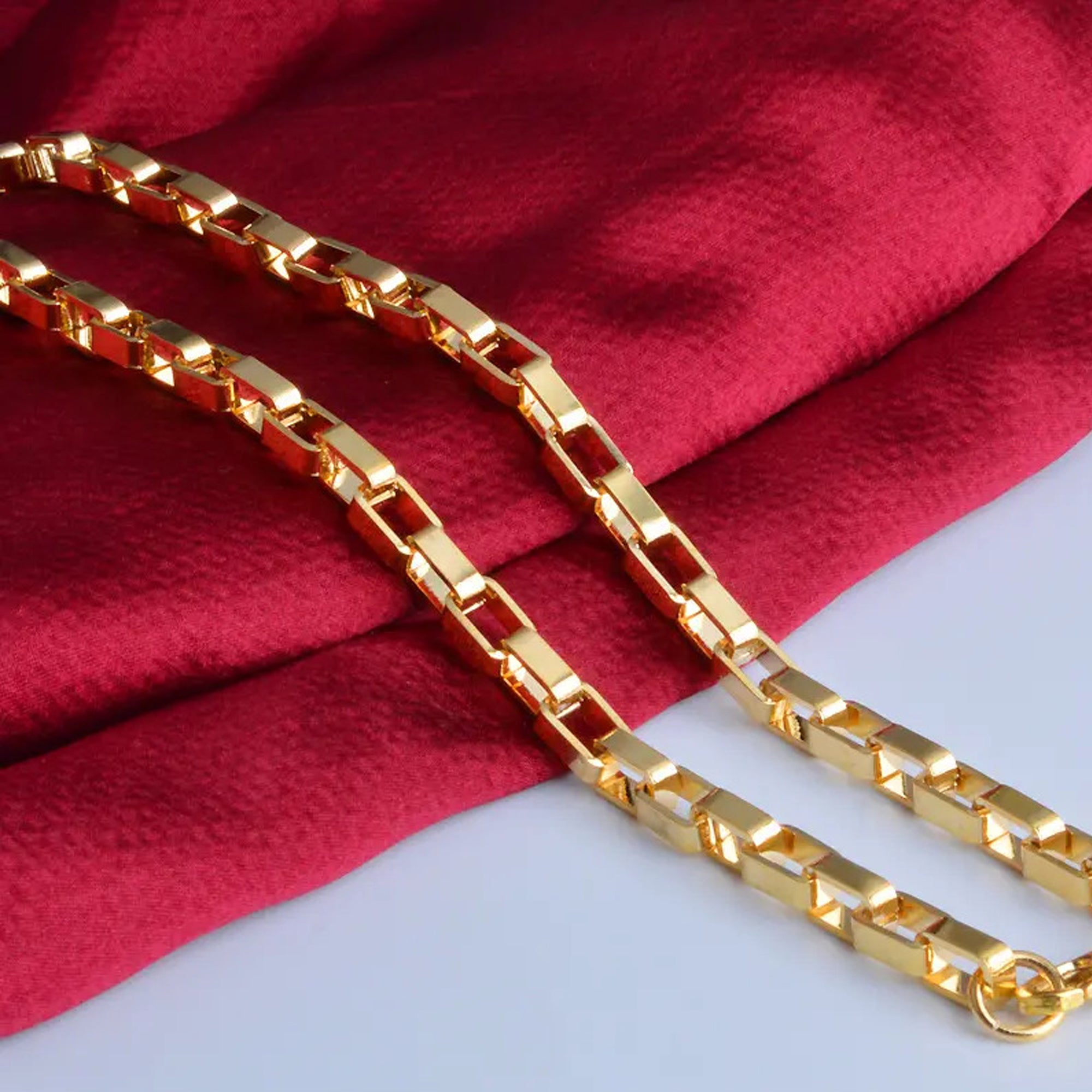 DAICY 18kgp Chain Necklace Box Chain Brief Necklace for Men Niche Design Box
