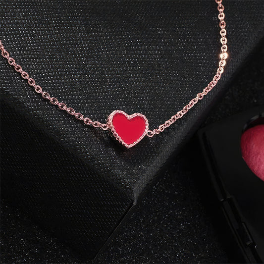 Jazz And Sizzle Gold Plated Red Heart Shaped Stainless Steel Anklet for Valentines Gift