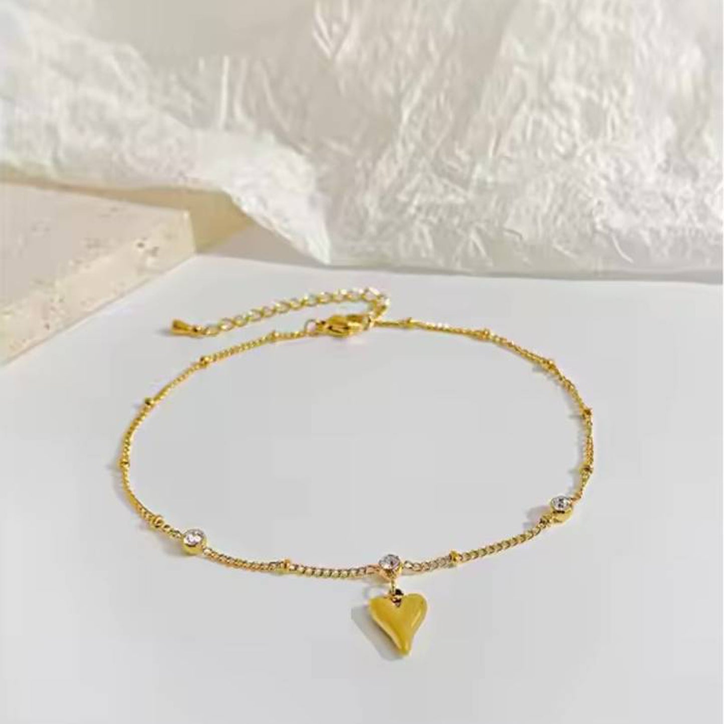 Jazz And Sizzle Gold Plated Heart Shaped Stainless Steel Anklet for Valentines Gift