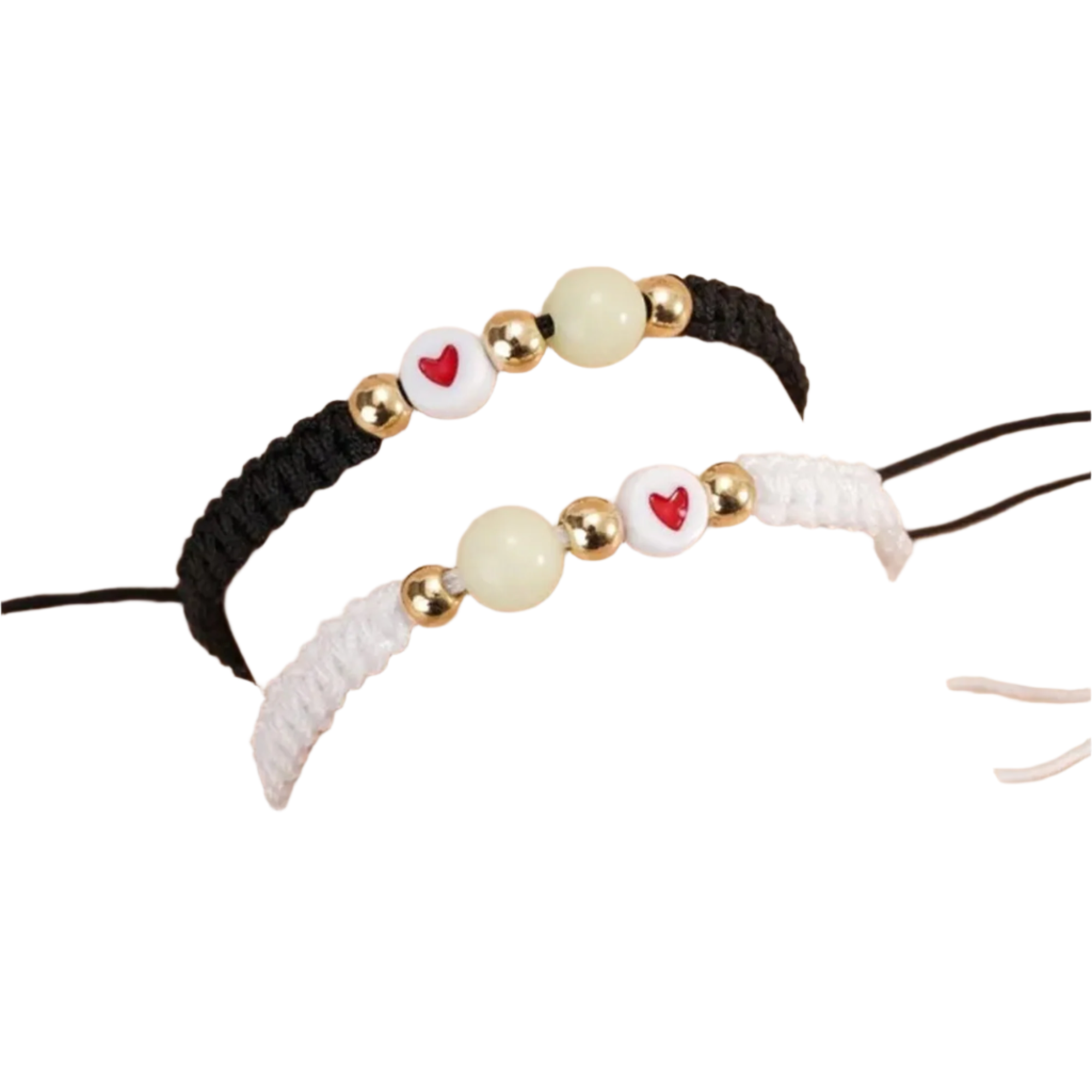 Jazz And Sizzle Set Of 2 Heart & Beads Motif Macrame Bracelet for Valentines Gift