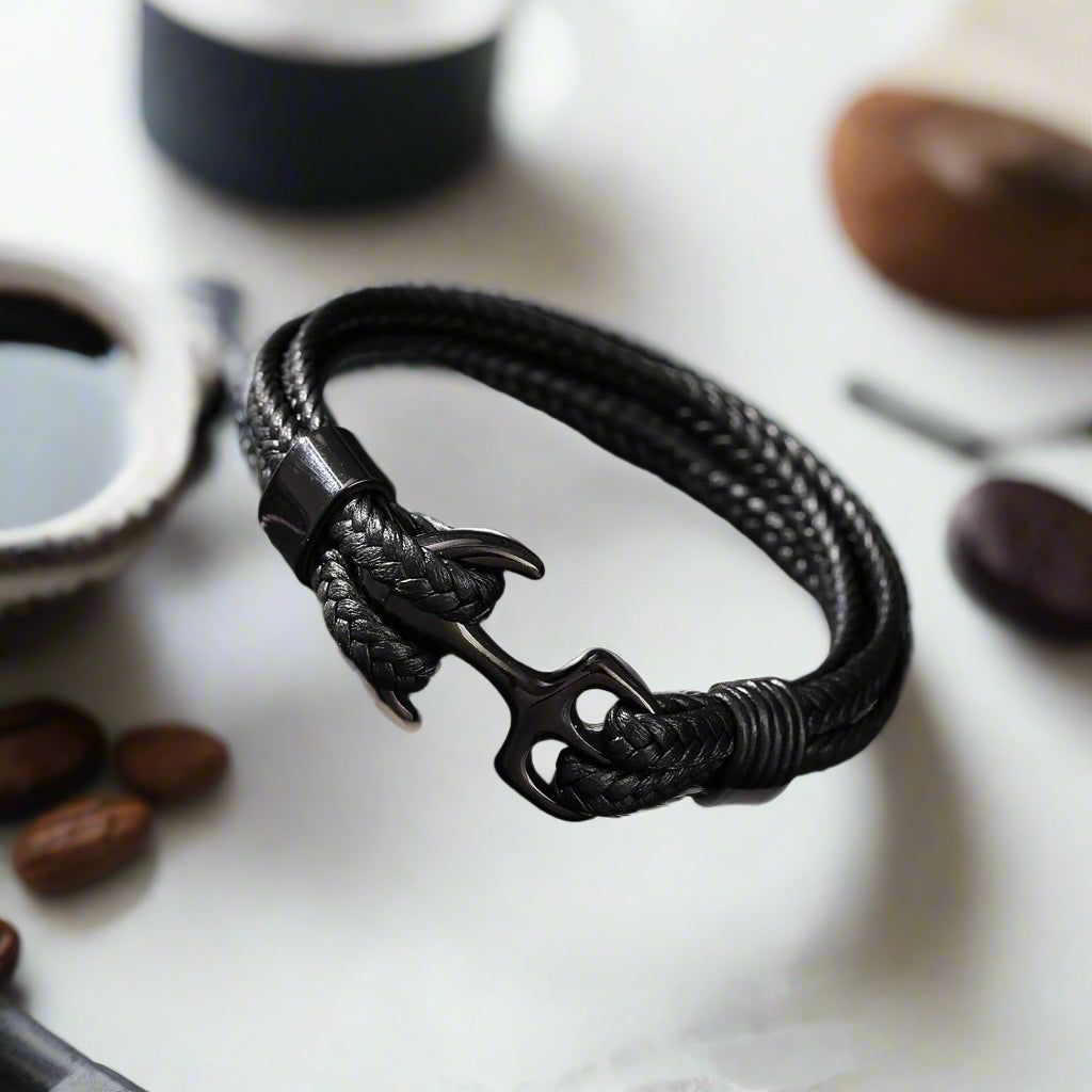 Jazz and Sizzle Men Leather Wraparound Bracelet