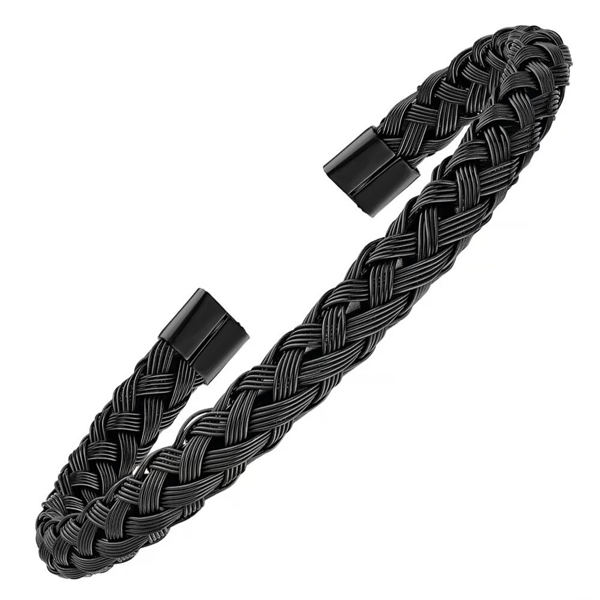 Jazz and Sizzle Men Black Plated Textured Cuff Bracelet