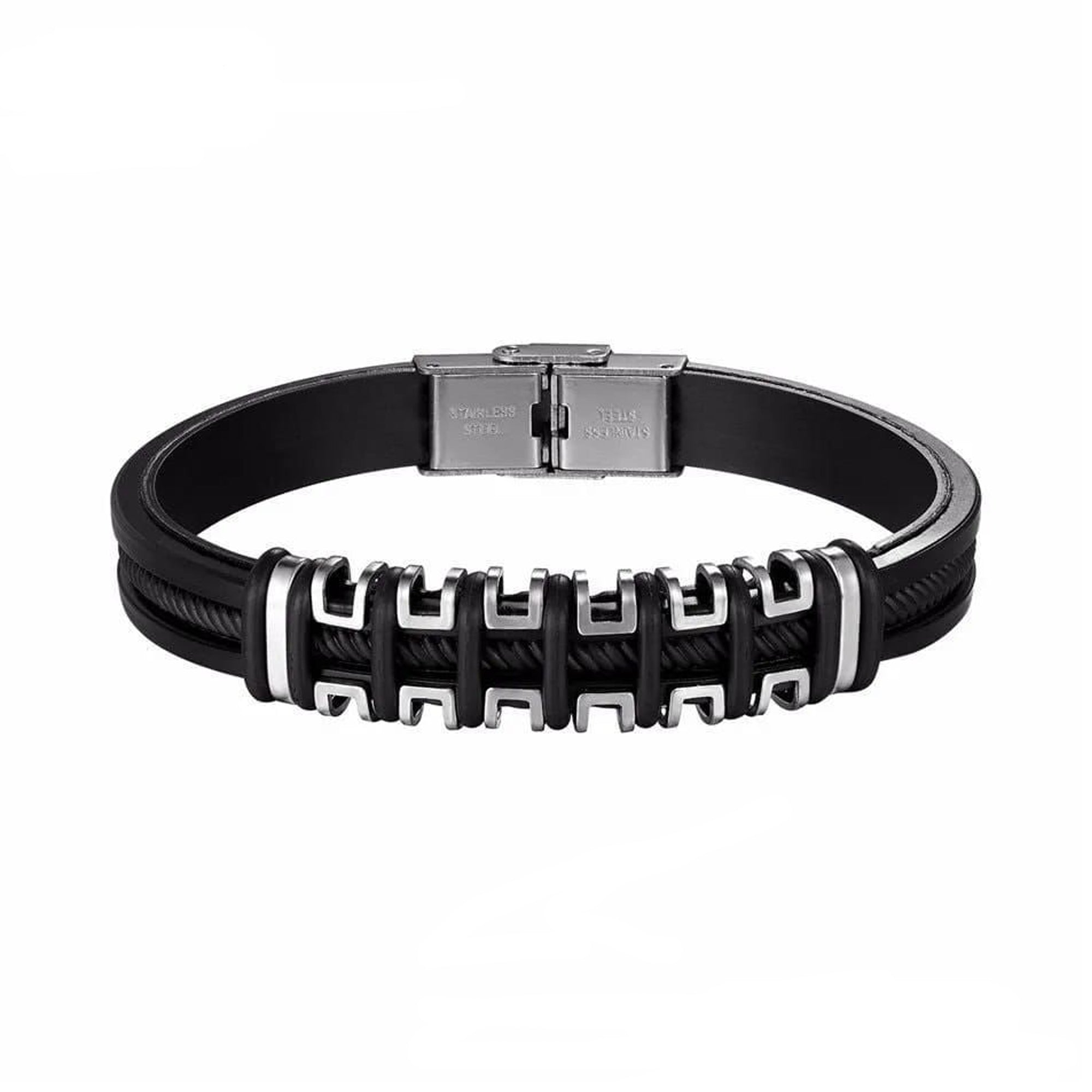 Jazz and Sizzle Men Silver-Plated Wraparound Bracelet
