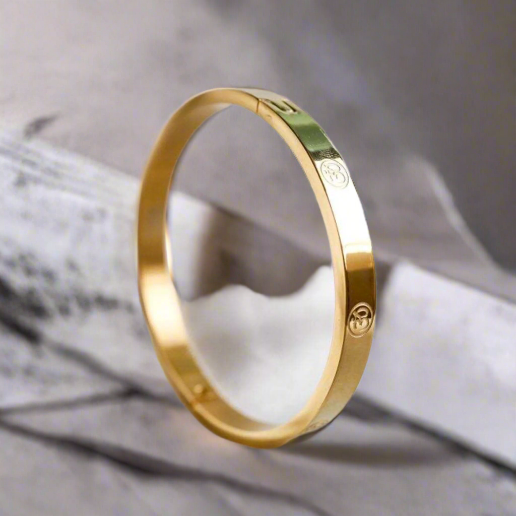 Jazz and Sizzle Men Temple Gold-Plated Kada Bracelet