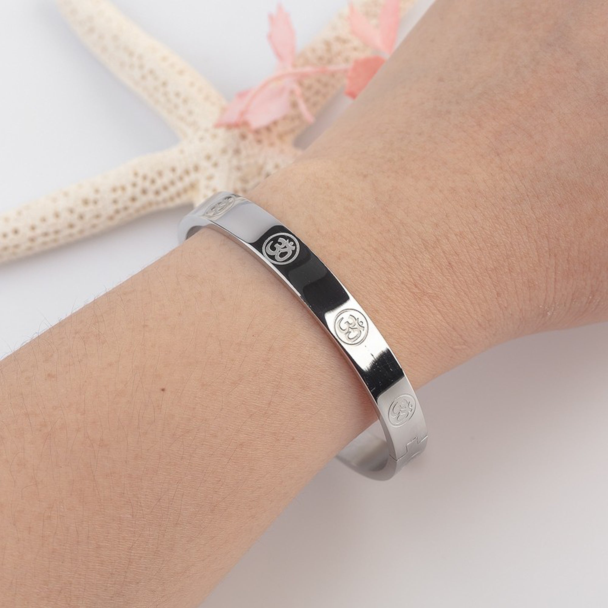 Jazz and Sizzle Men Temple Silver-Plated Kada Bracelet