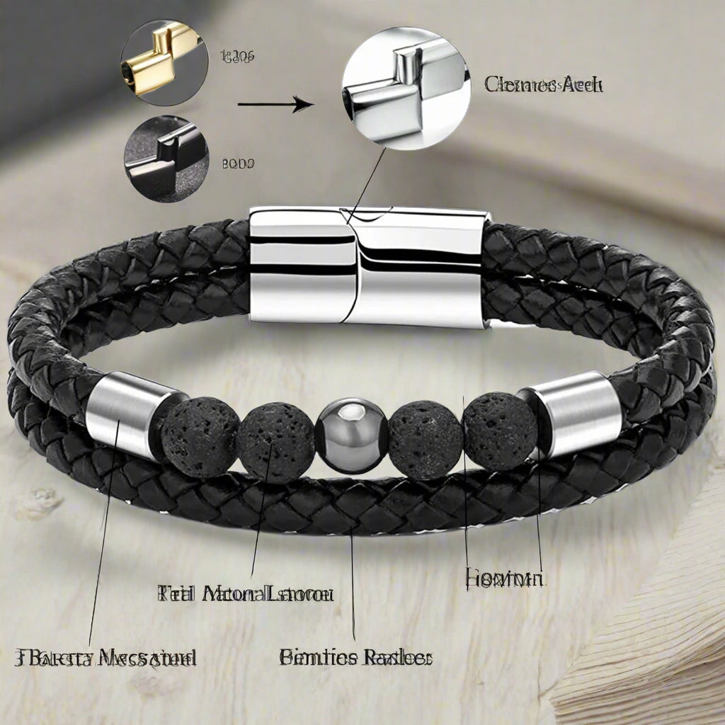 Jazz and Sizzle Men Leather Wraparound Bracelet