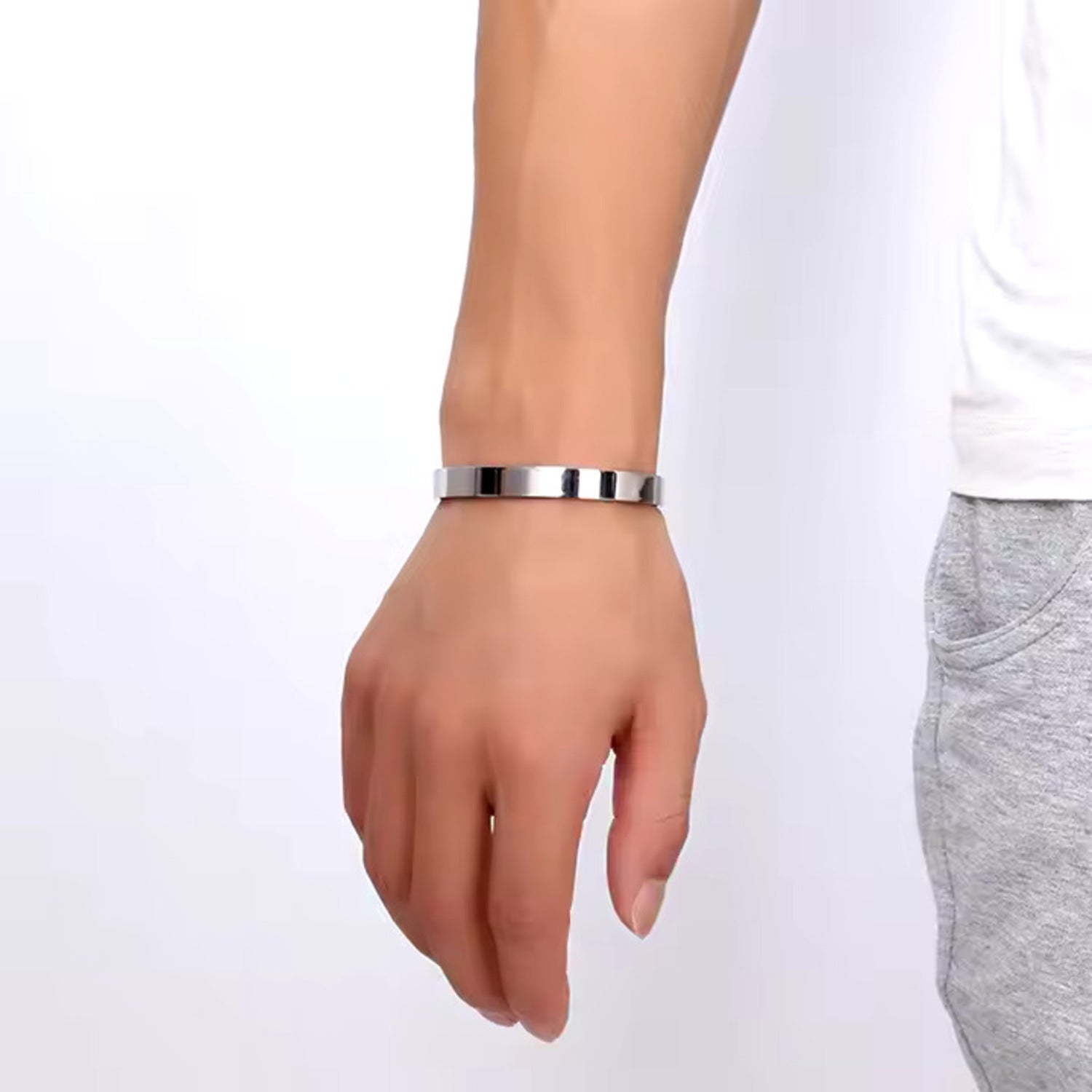 Jazz and Sizzle Men Silver-Plated Cuff Bracelet