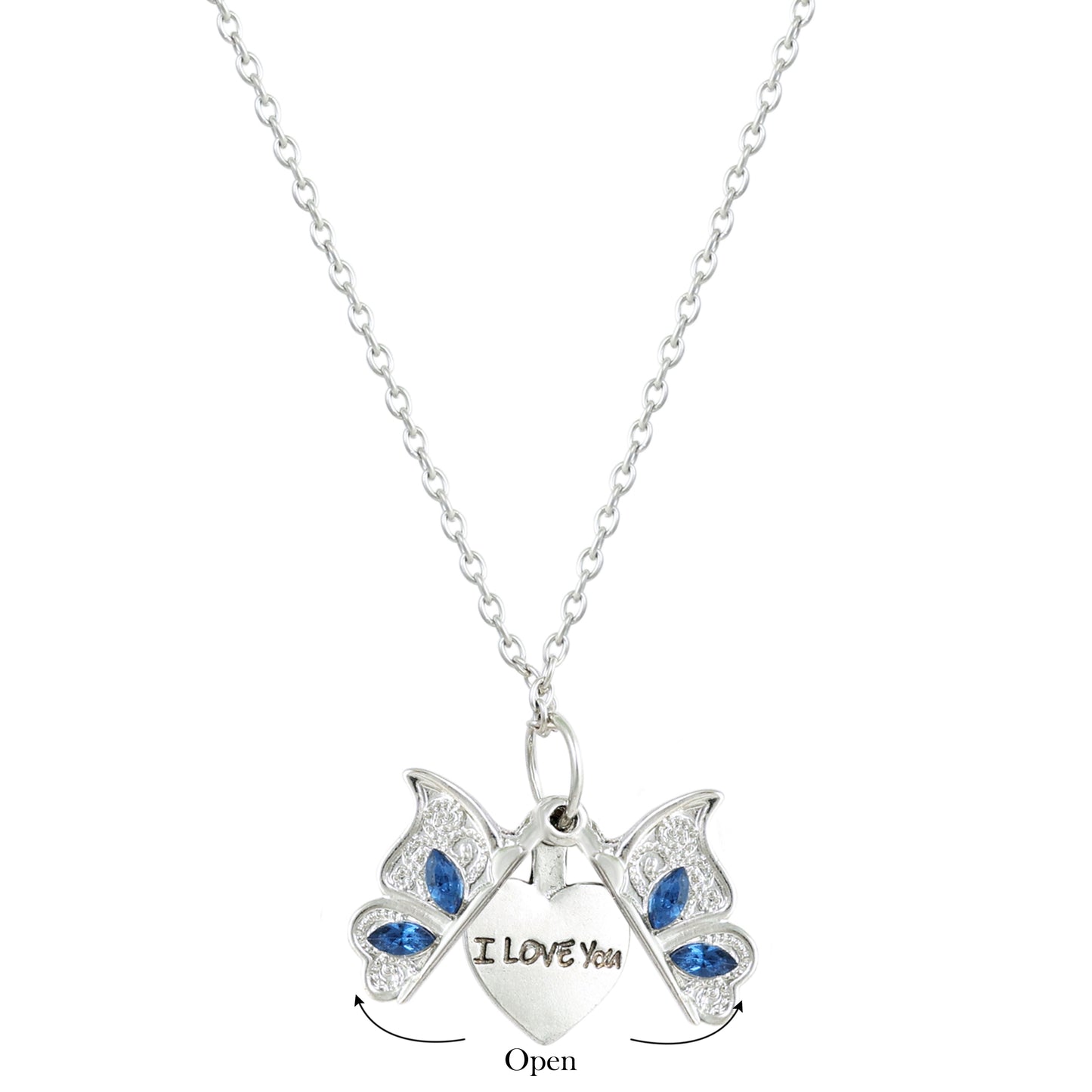 Jazz And Sizzle Silver Plated Butterfly & I Love You Pendant Chain Necklace for Valentines Gift