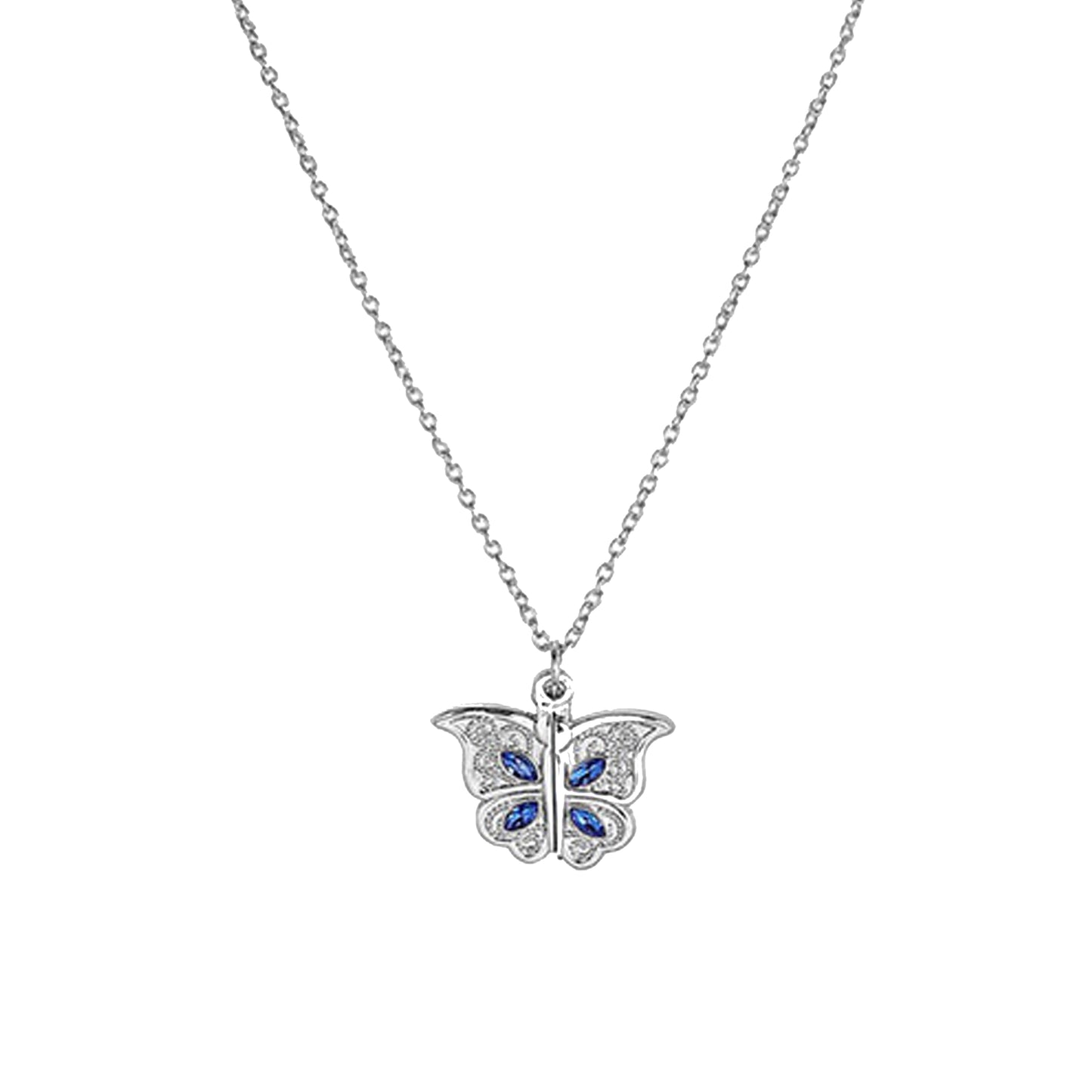 Jazz And Sizzle Silver Plated Butterfly & I Love You Pendant Chain Necklace for Valentines Gift