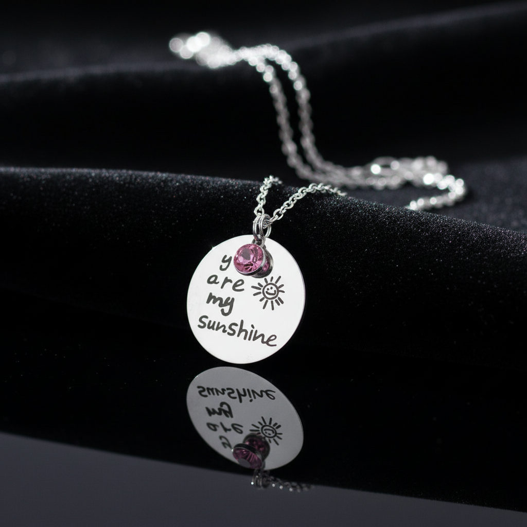 Jazz And Sizzle Set of 2 CZ Studded Ring & You Are My Sunshine Necklace Valentine Gift for Him & Her