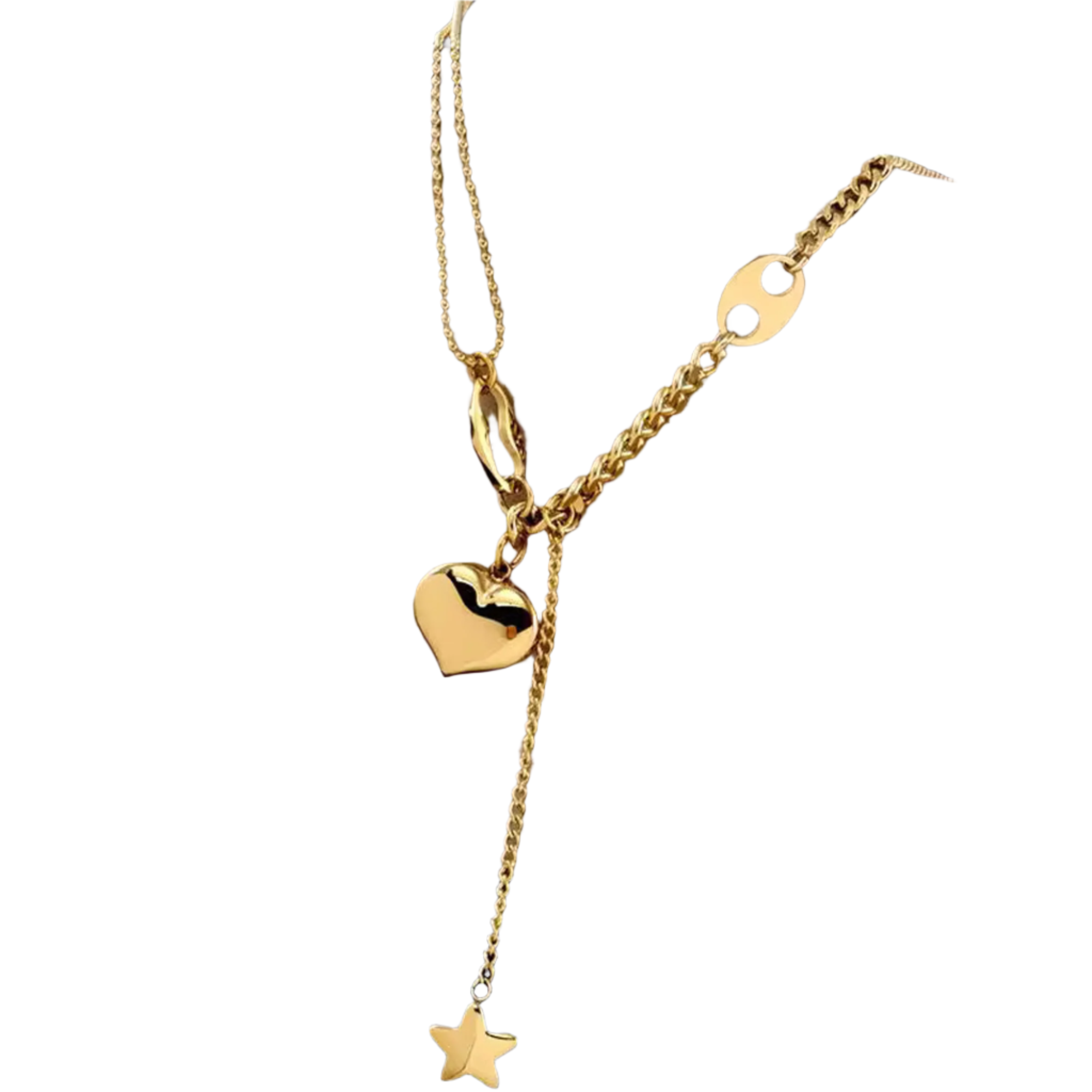 Jazz And Sizzle Gold Plated Heart Shaped Stainless Steel Pendent Chain for Valentines Gift