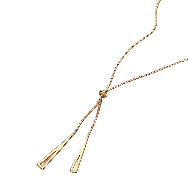 Jazz and Sizzle Gold Plated Stainless Steel Triangle Tassel Pendant Chain Necklace