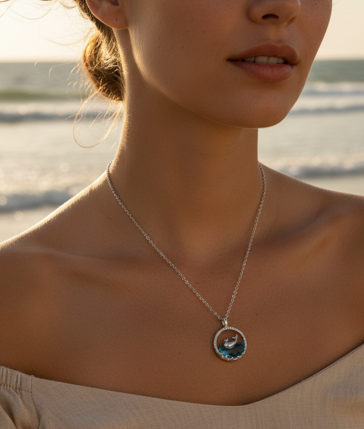 Jazz and Sizzle Silver Plated Stainless Steel Ocean Chain Necklace