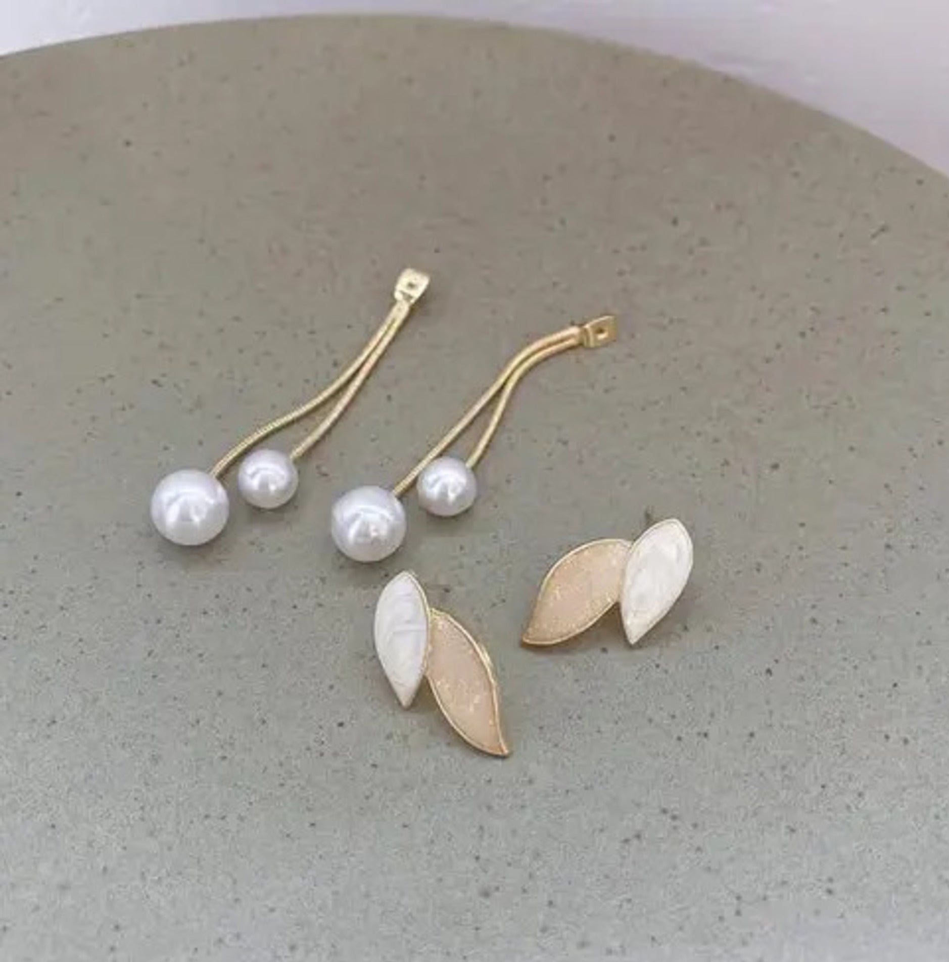 Jazz and Sizzle Gold Toned Stone & Pearl Drop Stainless Steel Earrings