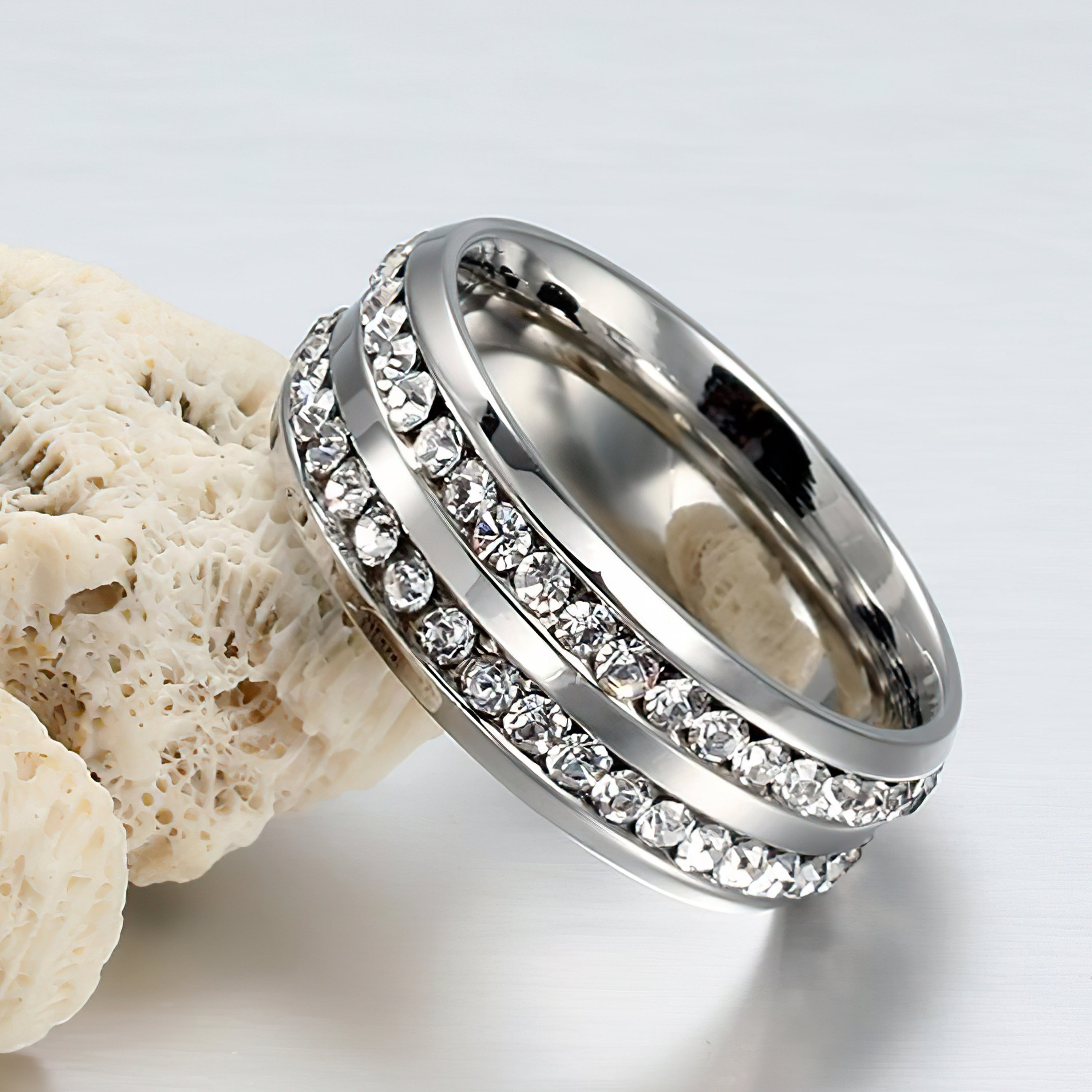 Jazz And Sizzle Set of 2 CZ Studded Ring & You Are My Sunshine Necklace Valentine Gift for Him & Her