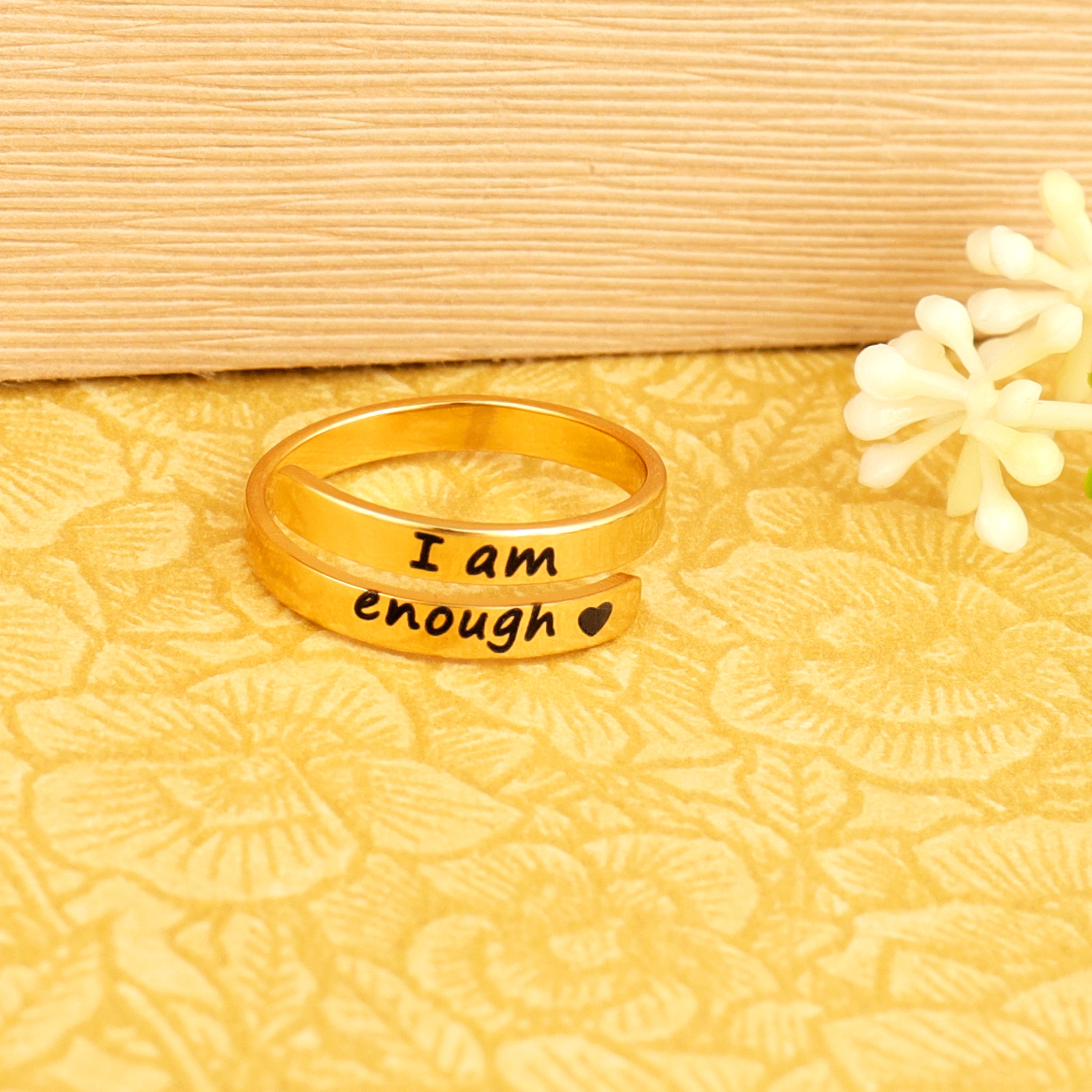 Jazz And Sizzle Gold Plated I am Enough Ring For Valentines Gift