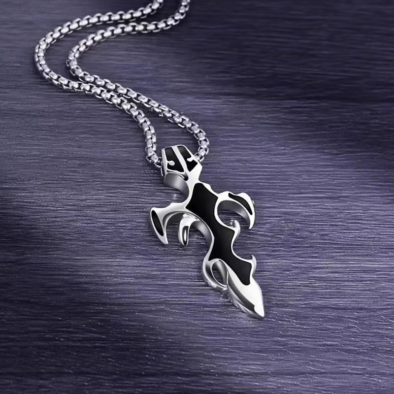 Cool Mens Trendy Kung Fu Hot Sale Black Metal Sword Knife Necklace