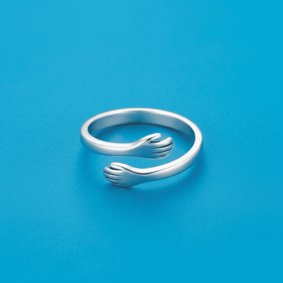 Jazz And Sizzle Silver Plated Adjustable Hug Rings Cuff Wrap Around Hand Love