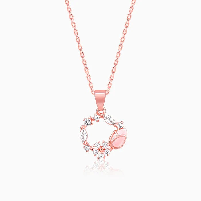 ose Gold Drop Wreath Pendant With Link Chain