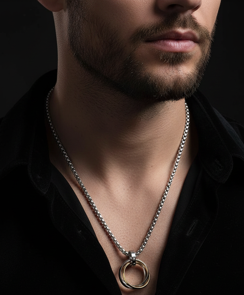 Jazz And Sizzle Trendy Interlocking a Versatile Hip-Hop Pendant Chain for Men Gold