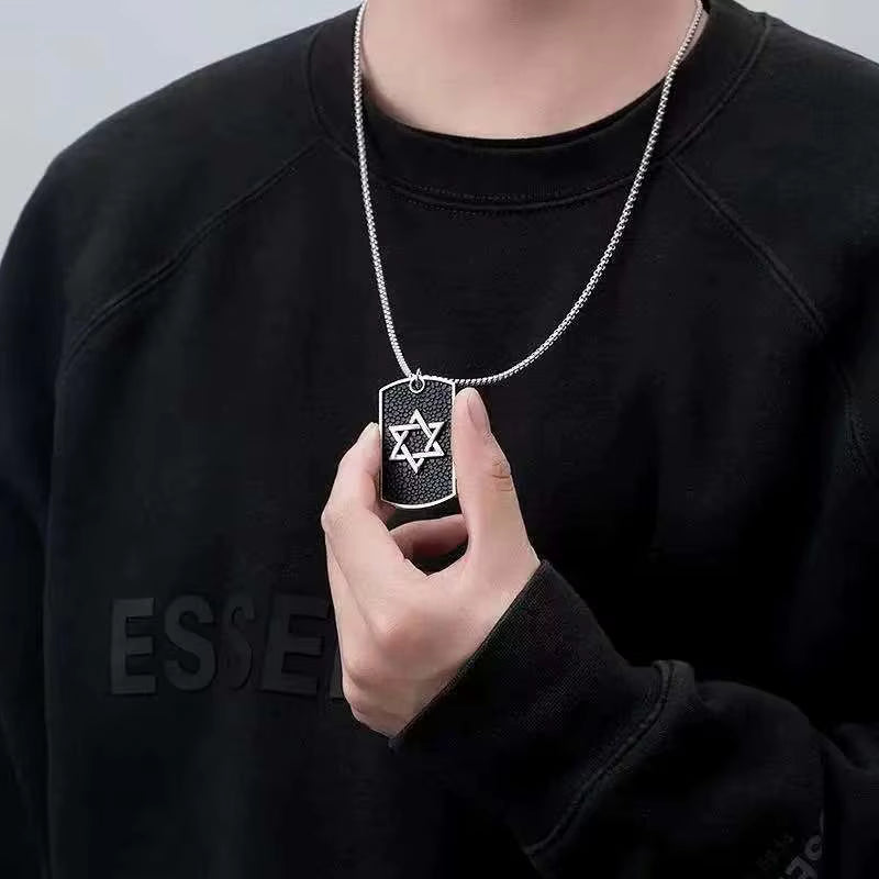 Hexagram Pendant Necklace Fashion Personality Hip Hop Necklace