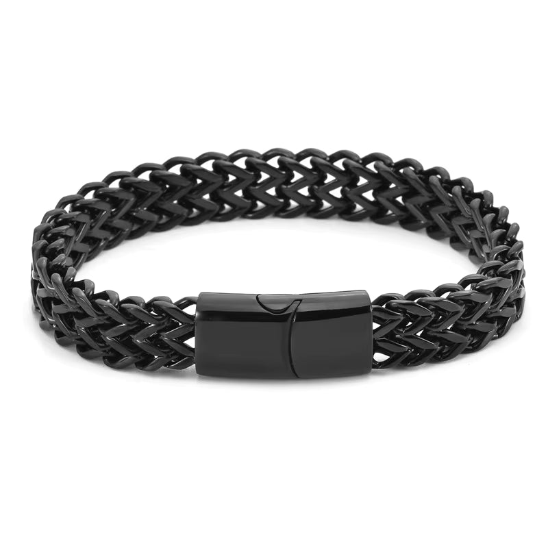 Anti Tranish Men's Heavy Punk Double Curb Cuban Rombo Chain Bracelet 316L Stainless Steel  Black!