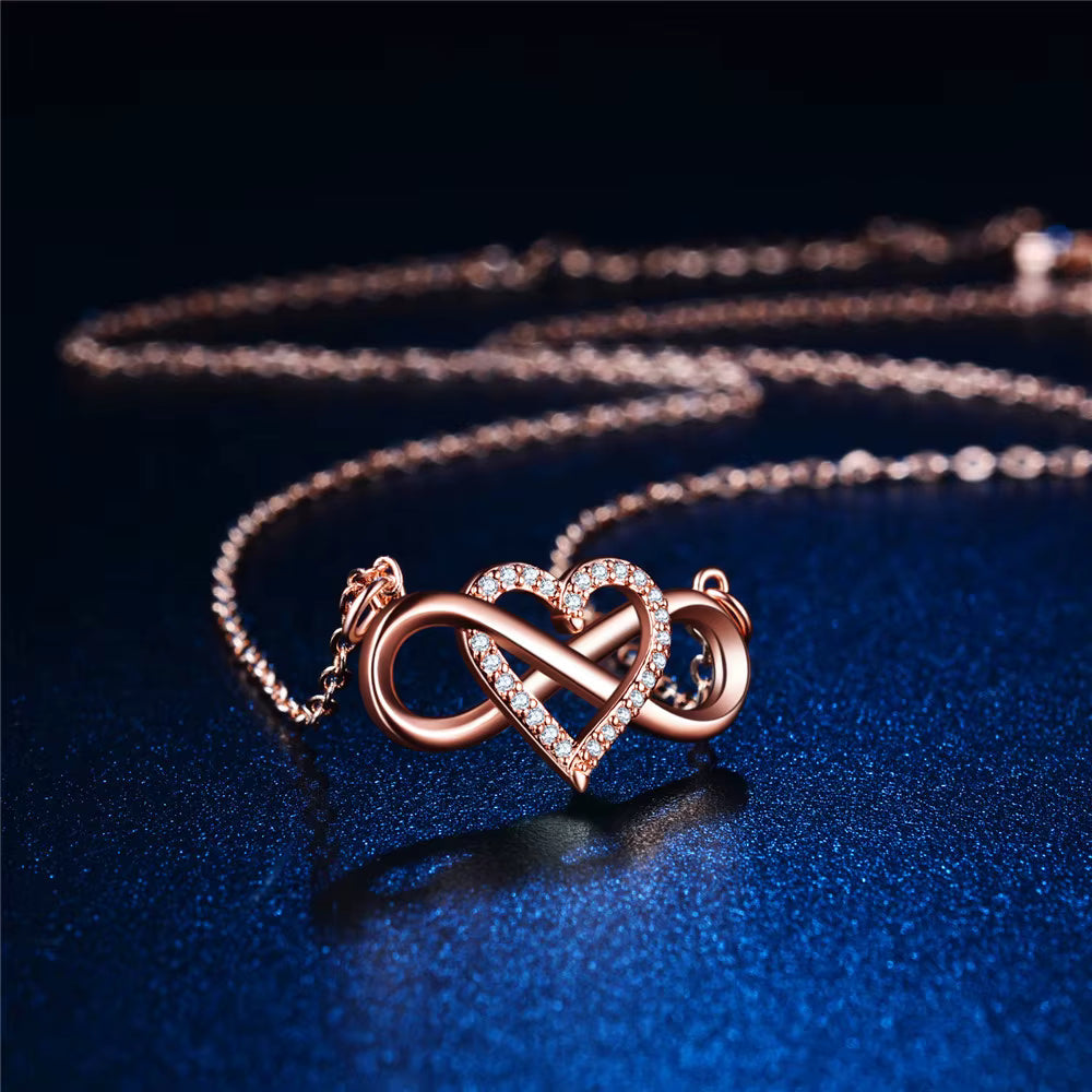 Jazz And Sizzle Rose Gold Plated Infinity Looped Heart Shape Necklace Chain