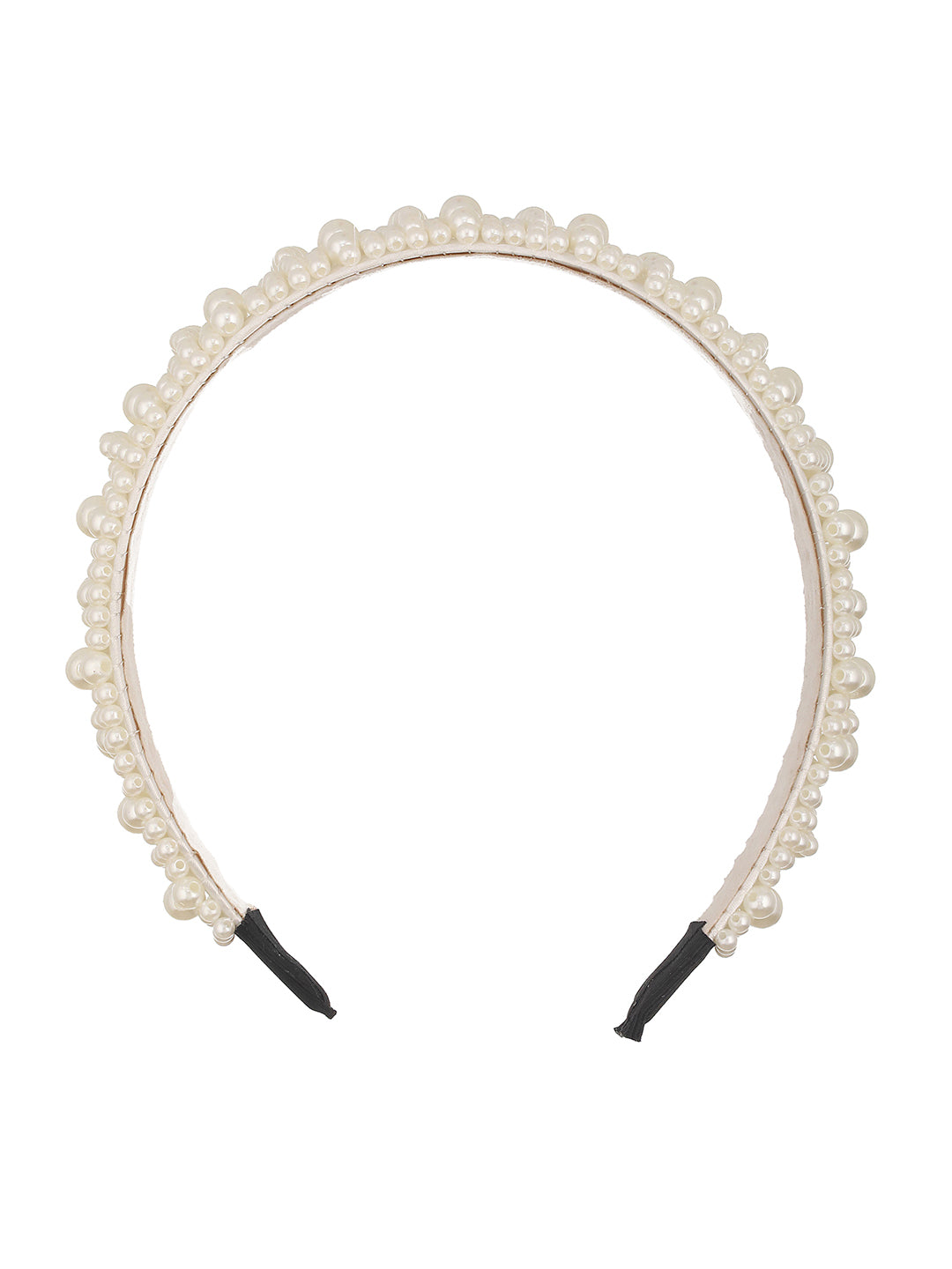 Gold-Toned & White Pearl Beaded Embellished Hairband - Jazzandsizzle