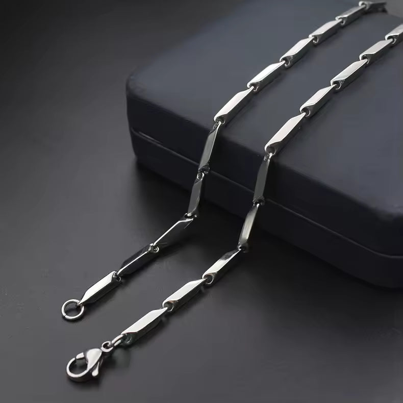 Jazz And Sizzle Silver-Titanium Plated Mens Seed Chain Fashion Necklace