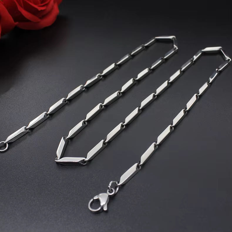 Jazz And Sizzle Silver-Titanium Plated Mens Seed Chain Fashion Necklace