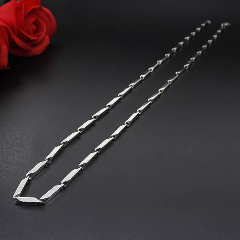 Jazz And Sizzle Silver-Titanium Plated Mens Seed Chain Fashion Necklace