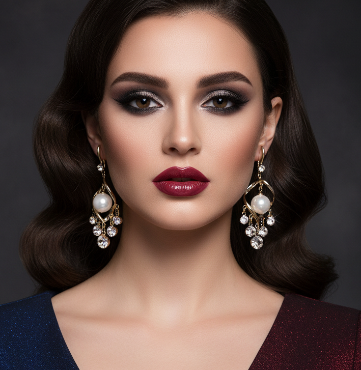 Jazz And Sizzle Stylish Gold Bow Stud Long Earrings With Ball Drop