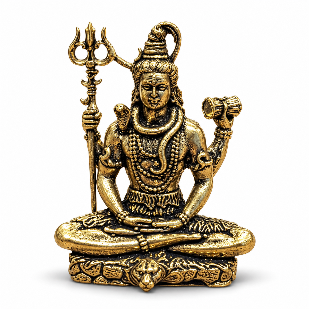 Antique Gold-Toned Brass Lord Shiva Idol-JS-IDL-014