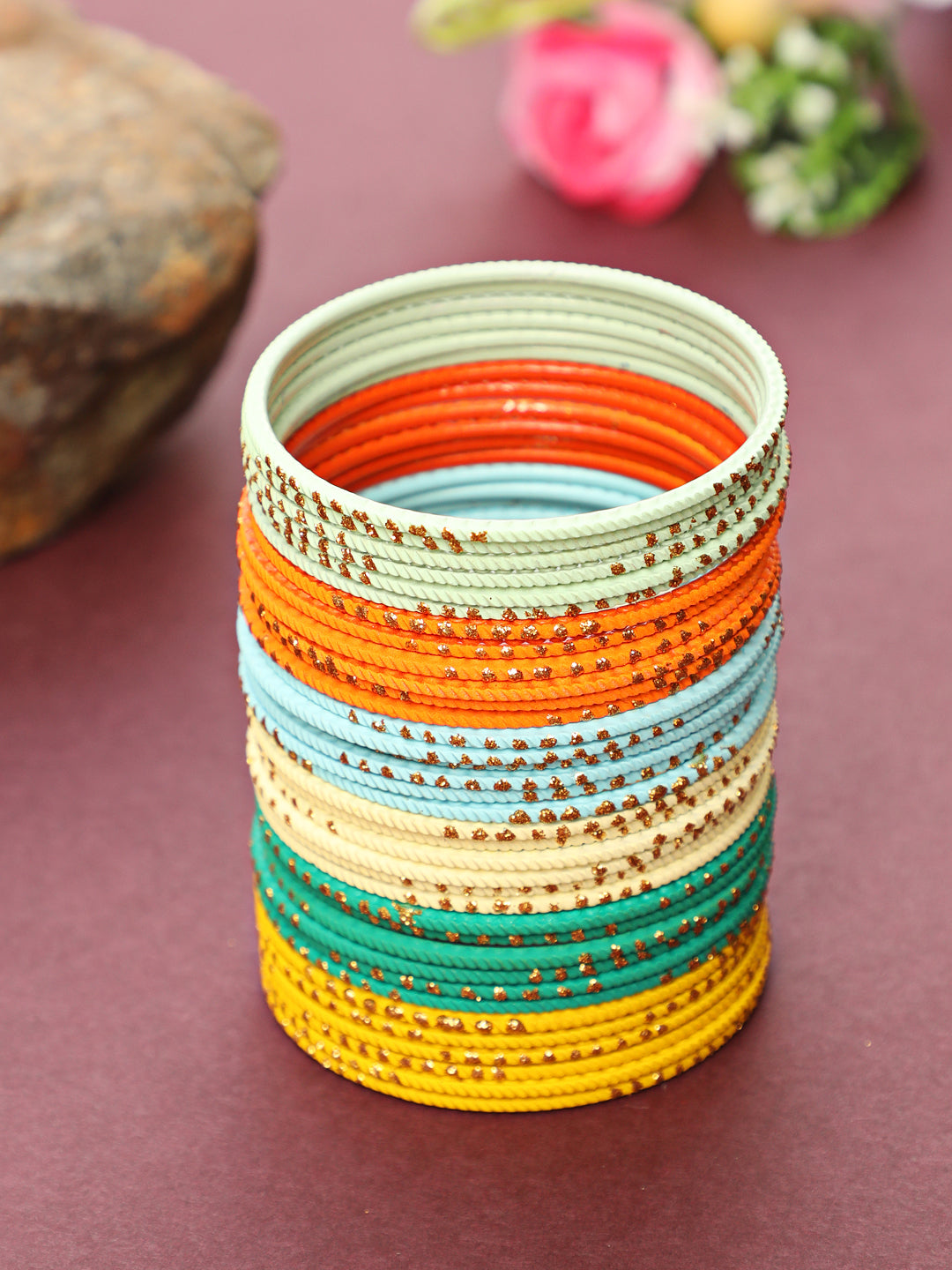 Set of 24 Multicolour handcrafted light weight Bangles - Jazzandsizzle