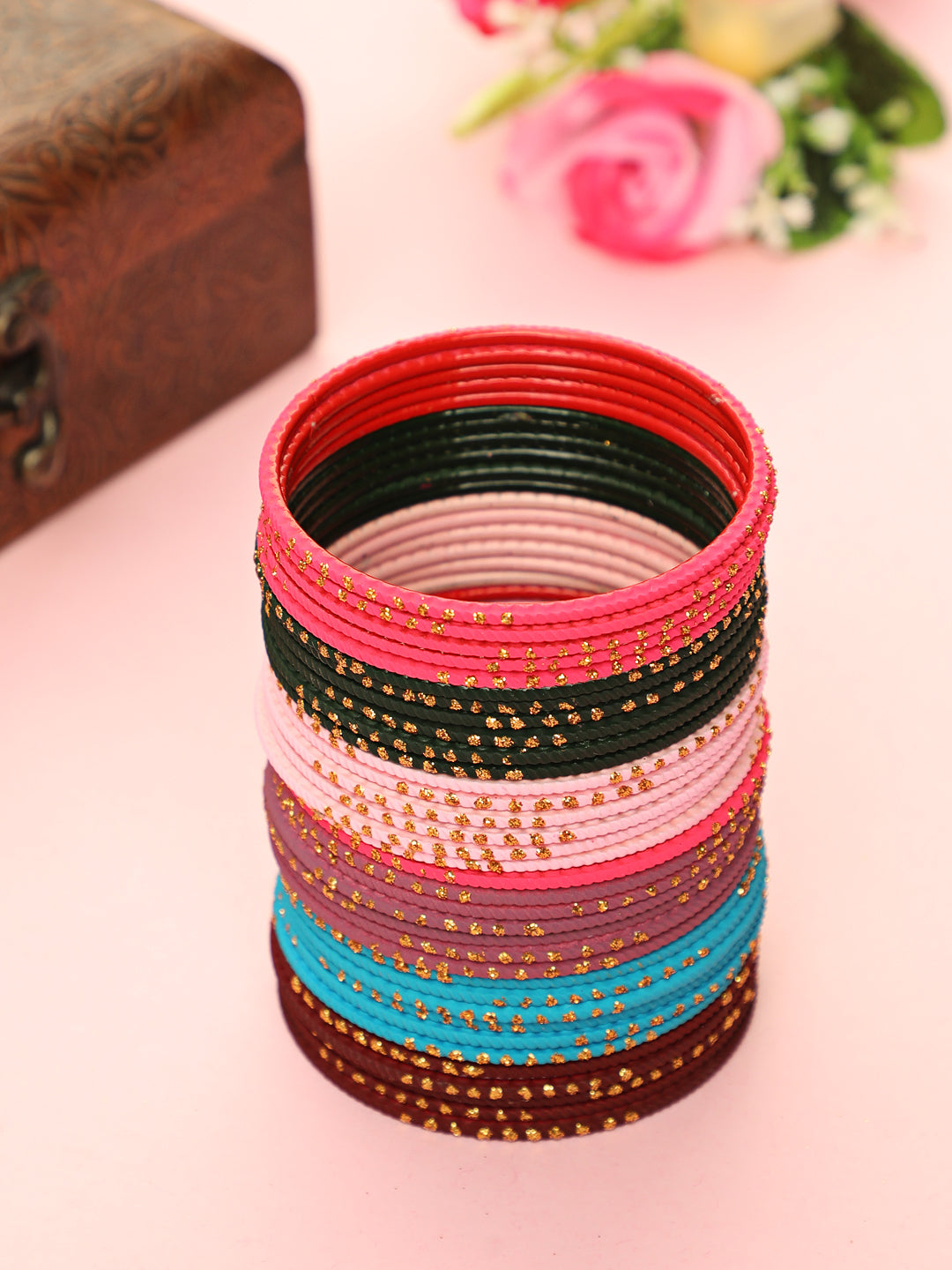 Set of 24 solid handcrafted Multicolour Bangles - Jazzandsizzle