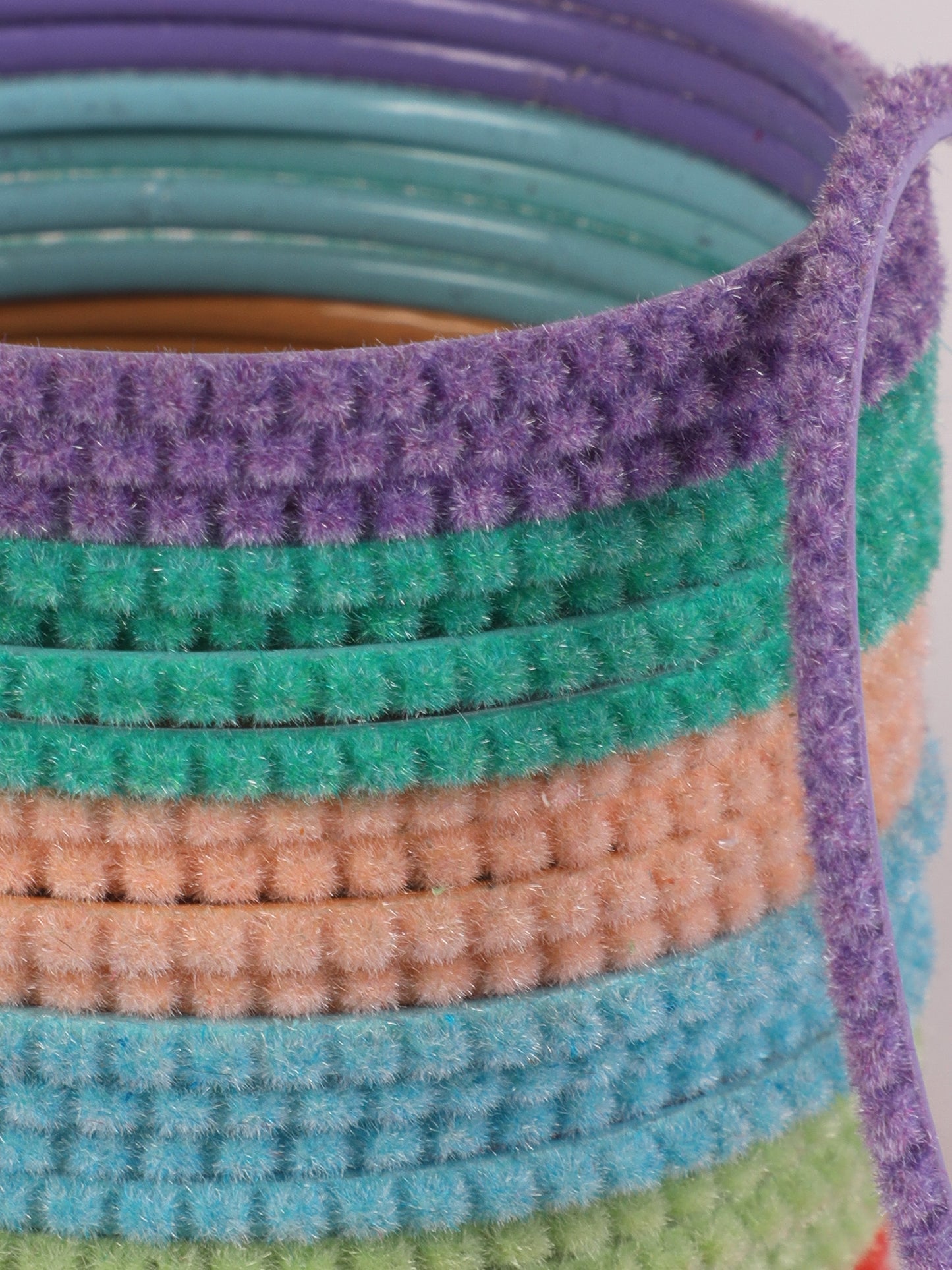 Set of 24 solid handcrafted bangles in Purple, blue, orange, green, red and sea-green - Jazzandsizzle