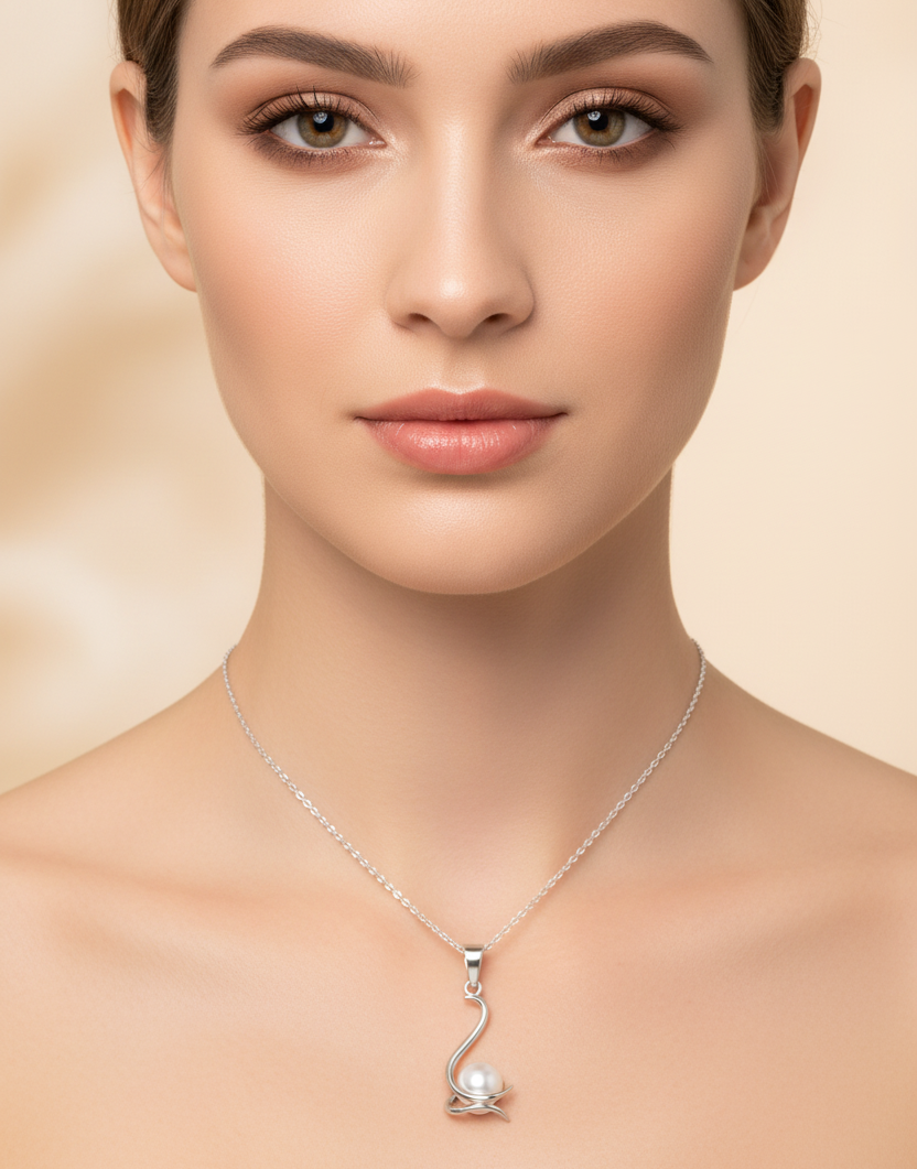 Jazz And Sizzle Elegant Swan Pendant Silver Plated Necklace