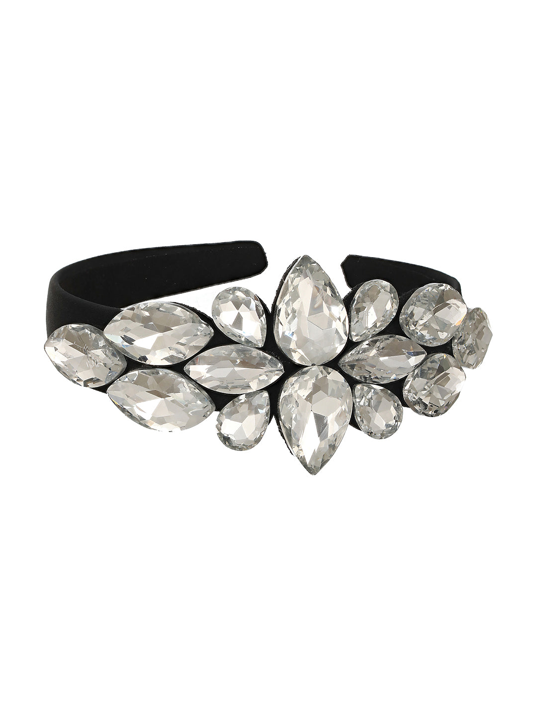 Grey Stone Studded & Black Embellished Hairband - Jazzandsizzle