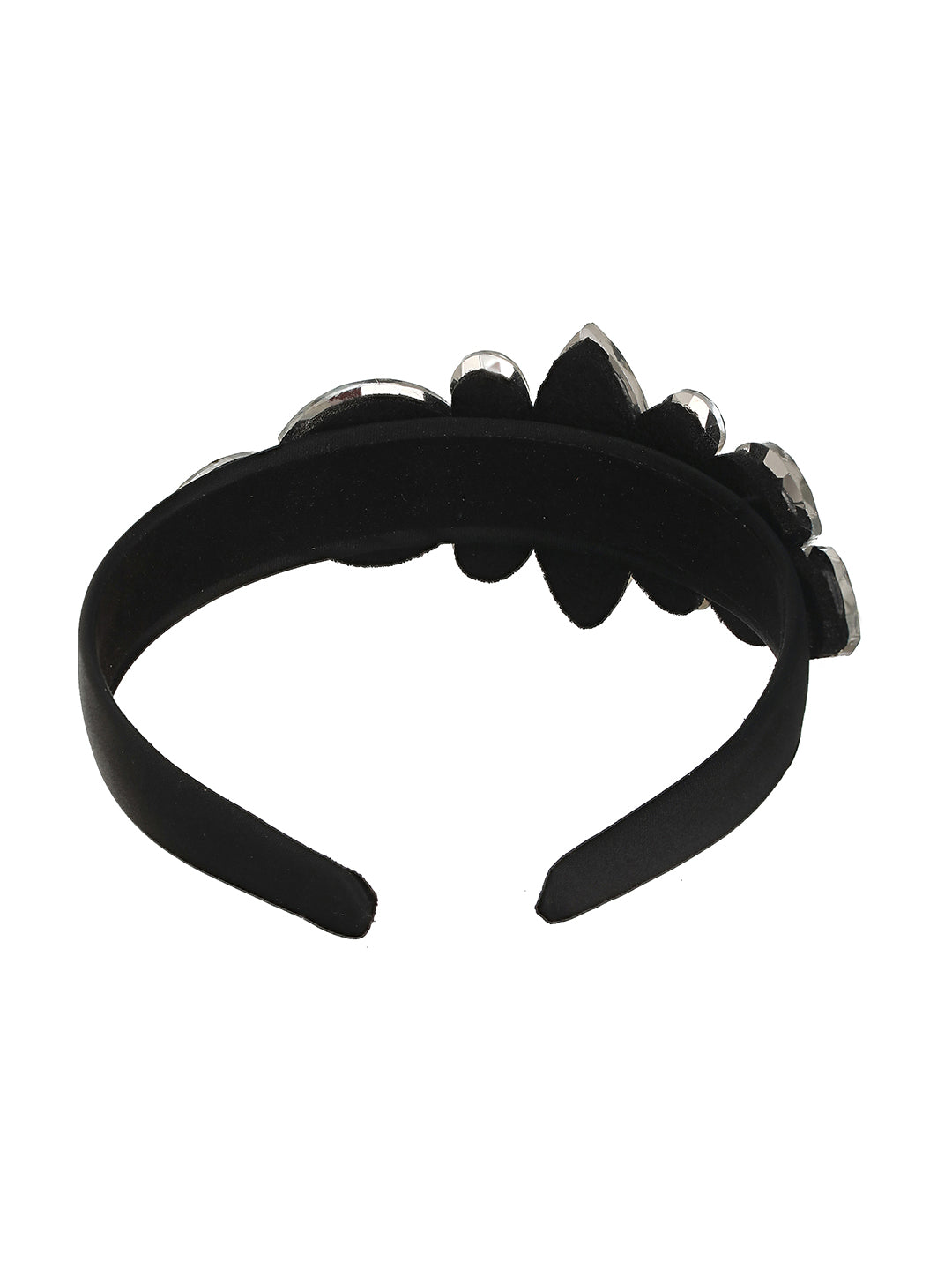 Grey Stone Studded & Black Embellished Hairband - Jazzandsizzle