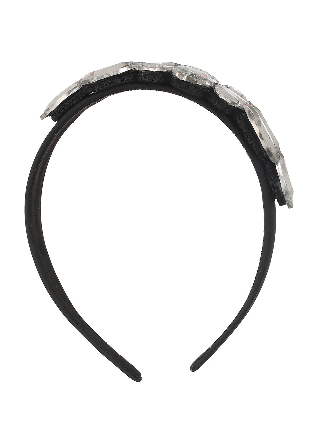 Grey Stone Studded & Black Embellished Hairband - Jazzandsizzle