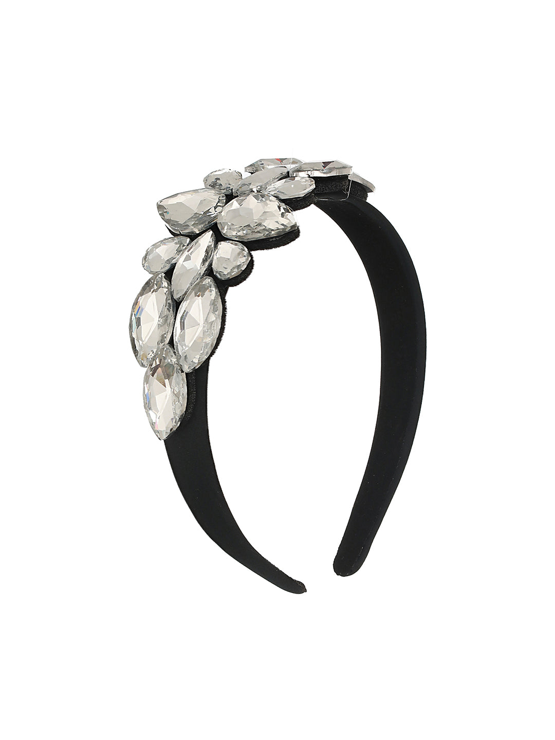 Grey Stone Studded & Black Embellished Hairband - Jazzandsizzle