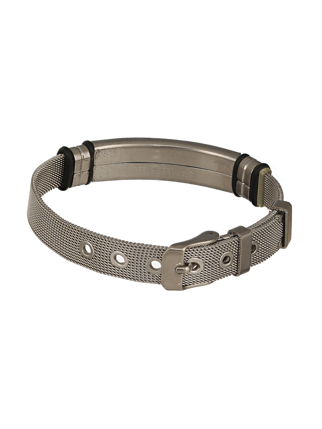 Rhodium-Plated & Black Wraparound Bracelet