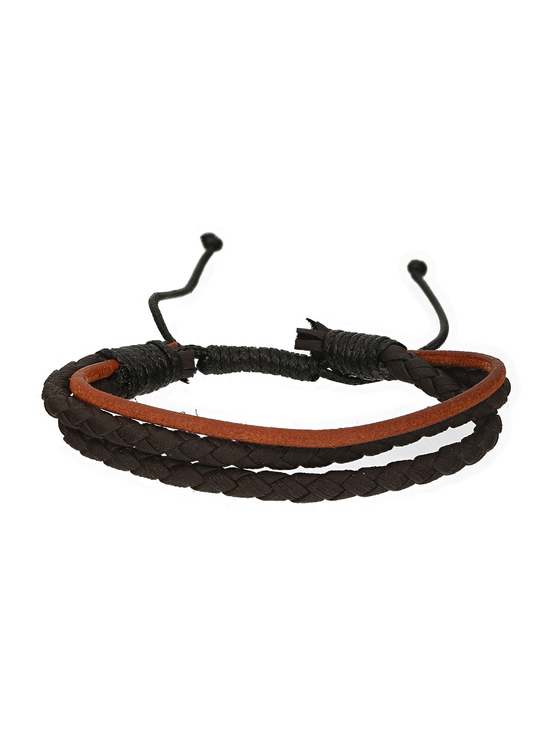 Men Pack of 3 Brown and Black Elasticated Semi Precious Beaded bracelet - Jazzandsizzle