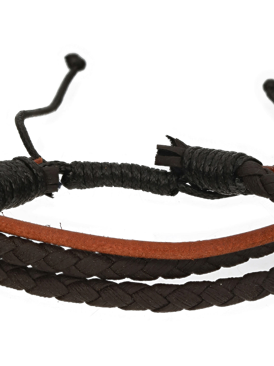 Men Pack of 3 Brown and Black Elasticated Semi Precious Beaded bracelet - Jazzandsizzle