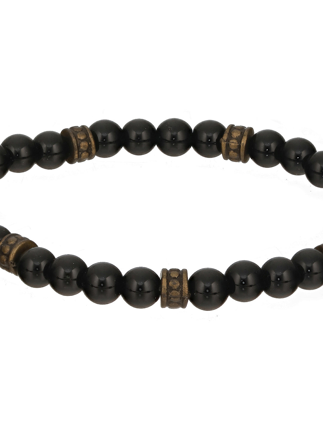 Men Pack of 3 Brown and Black Elasticated Semi Precious Beaded bracelet - Jazzandsizzle