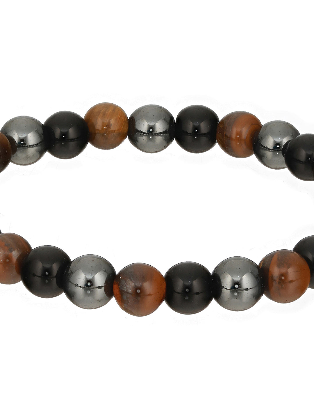 Men Pack of 3 Brown and Black Elasticated Semi Precious Beaded bracelet - Jazzandsizzle