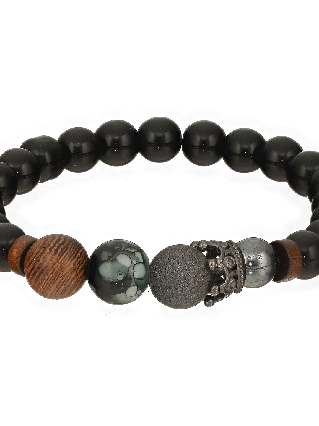 Men Pack of 3 Brown and Black Elasticated Beaded bracelet - Jazzandsizzle