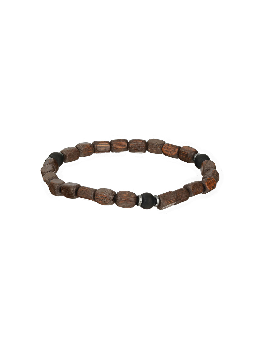 Men Pack of 4 Brown & Black-Coloured Leather & Beads Wraparound Bracelet - Jazzandsizzle