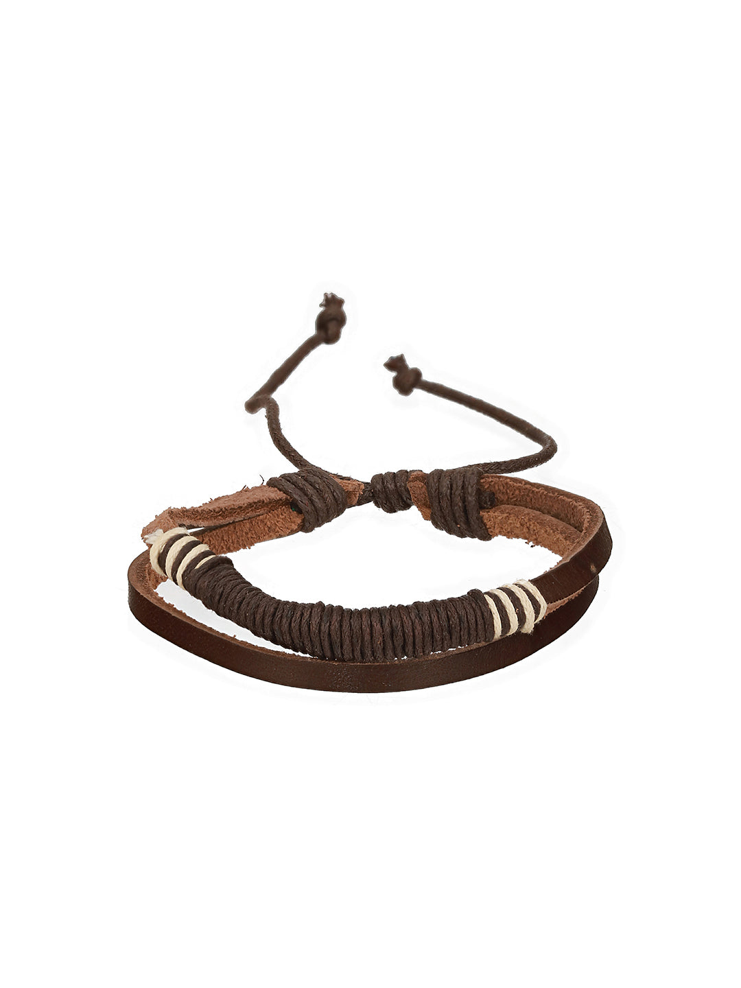 Men Pack of 4 Brown & Coffee Brown Beads Leather Bracelet - Jazzandsizzle