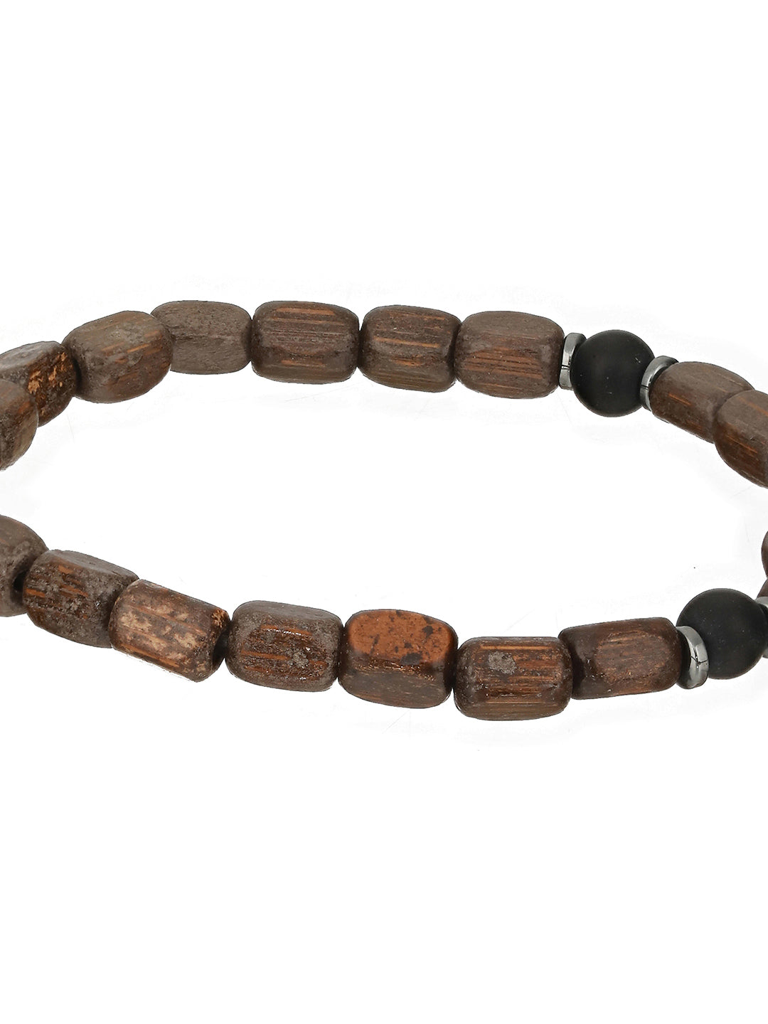 Men Pack of 4 Brown & Coffee Brown Beads Leather Bracelet - Jazzandsizzle